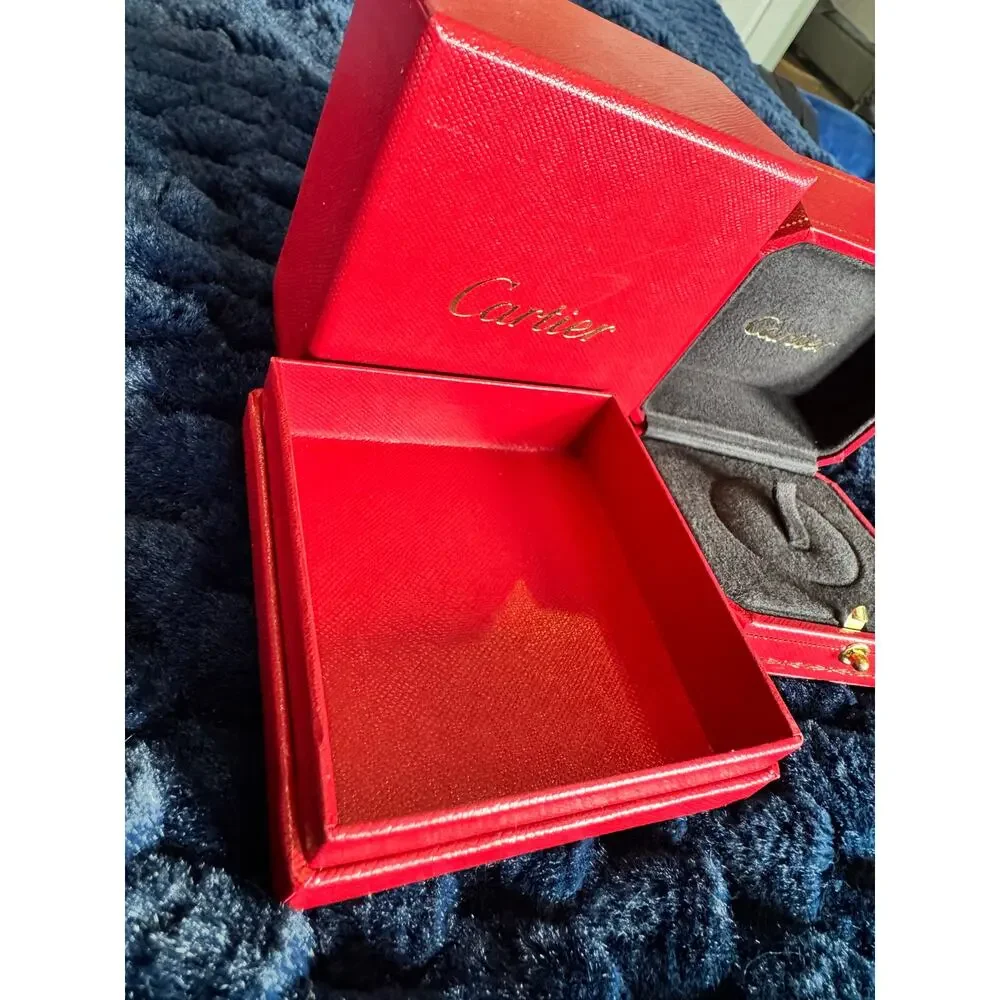 🎁 Authentic Cartier Red Jewelry Boxes – Inner & Outer Presentation Set